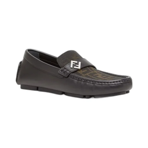 Fendi Logo Plaque Monogrammed Loafers
