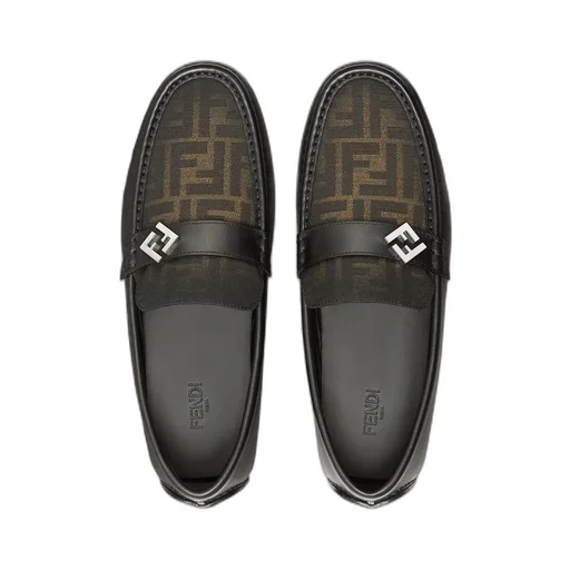 Fendi Logo Plaque Monogrammed Loafers