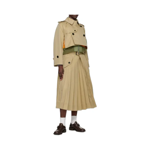 Sacai Belted Pleated Midi Skirt
