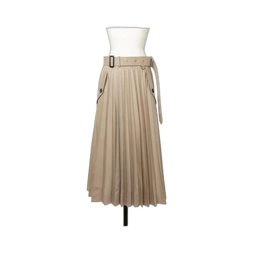 Sacai Belted Pleated Midi Skirt