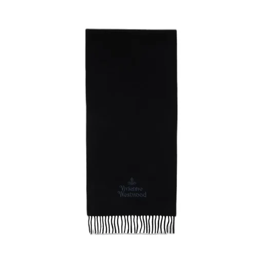Vivienne Westwood Logo Embroidered Fringed Scarf