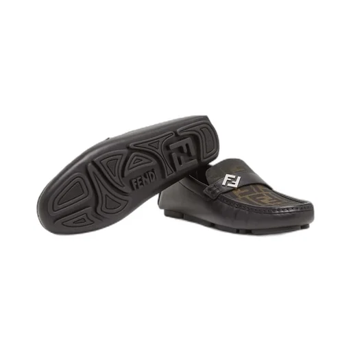 Fendi Logo Plaque Monogrammed Loafers