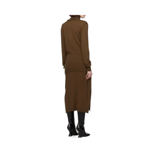 Lemaire Trompe L'oeil Turtleneck Belted Midi Dress