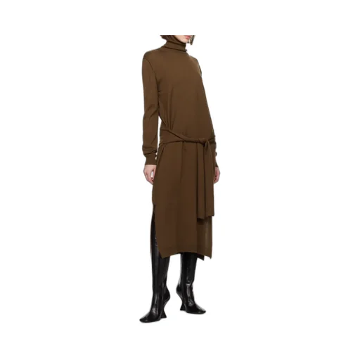 Lemaire Trompe L'oeil Turtleneck Belted Midi Dress