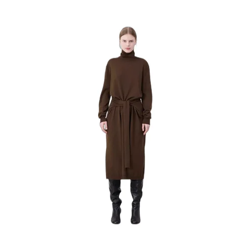 Lemaire Trompe L'oeil Turtleneck Belted Midi Dress