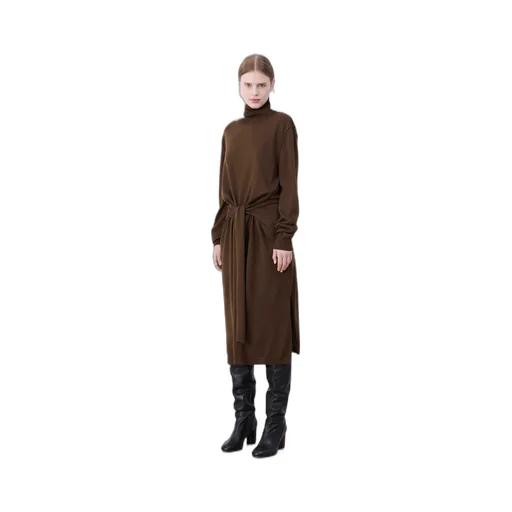 Lemaire Trompe L'oeil Turtleneck Belted Midi Dress