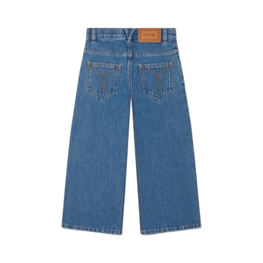 Versace Kids Logo Patch Low-Rise Wide-Leg Jeans