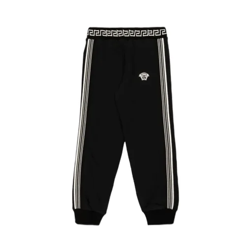 Versace Kids Logo Embroidered Striped Track Pants