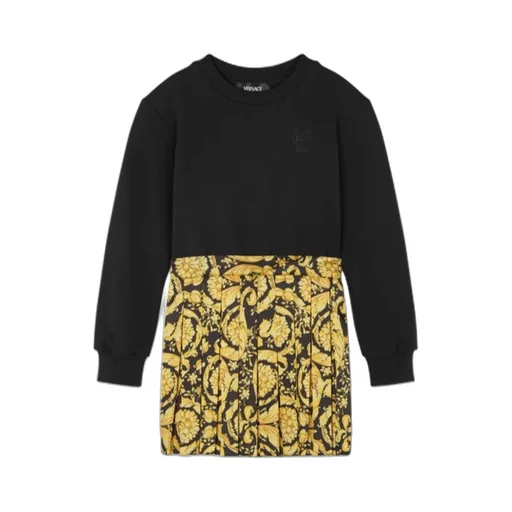 Versace Kids Barocco-Printed Panelled Crewneck Dress