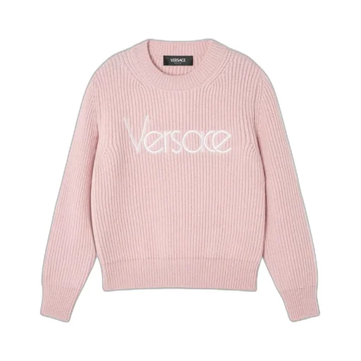 Versace Kids 1978 Logo Embroidered Ribbed-Knit Jumper