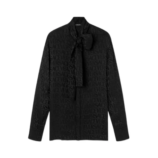 Versace Allover Logo Patterned Satin Shirt