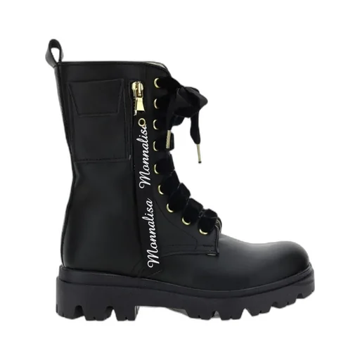 Logo-Trim Lace-Up Combat Boots