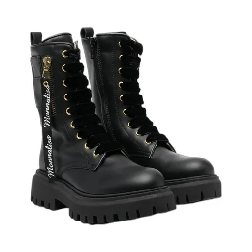 Logo-Trim Lace-Up Combat Boots