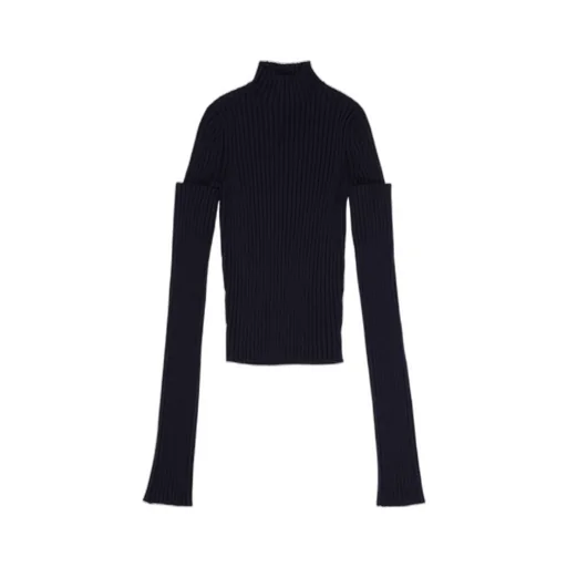 Cut-Up Sleeves Sweater In Navy Blue