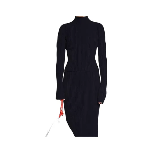 Cut-Up Sleeves Sweater In Navy Blue