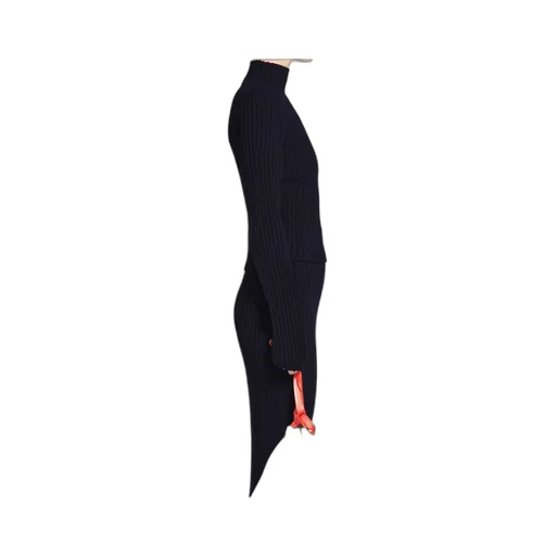 Cut-Up Sleeves Sweater In Navy Blue