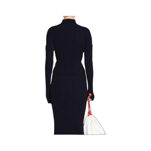 Cut-Up Sleeves Sweater In Navy Blue