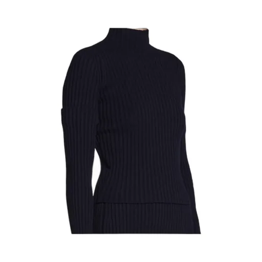 Cut-Up Sleeves Sweater In Navy Blue