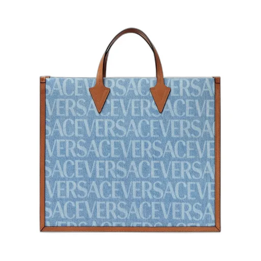 Versace Versace Allover-Printed Denim Top Handle Bag