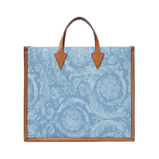 Versace Versace Allover-Printed Denim Top Handle Bag