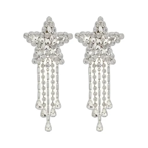 Crystal-Embellished Star-Shaped Drop Earrings