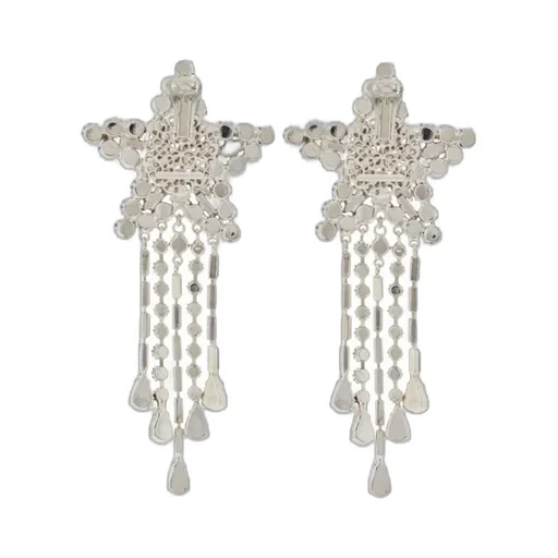 Crystal-Embellished Star-Shaped Drop Earrings