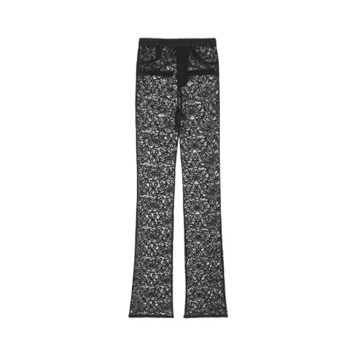 Saint Laurent Lace Detailed Straight Leg Trousers