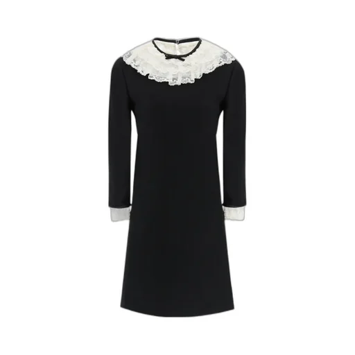 Miu Miu Lace Trimming Long Sleeved Mini Dress