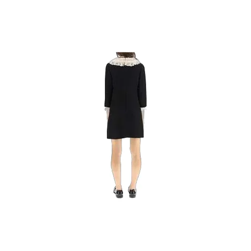 Miu Miu Lace Trimming Long Sleeved Mini Dress