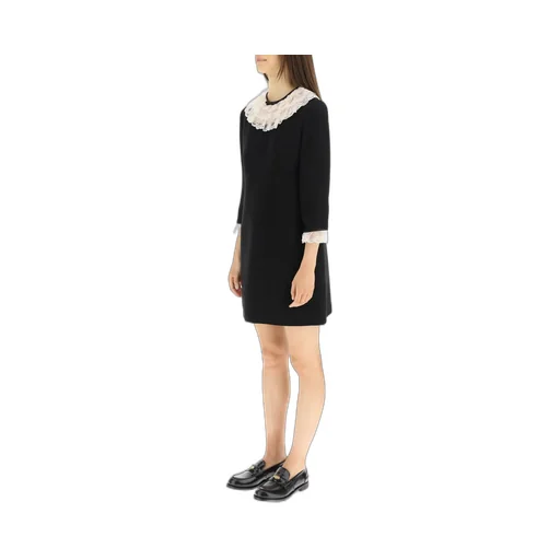 Miu Miu Lace Trimming Long Sleeved Mini Dress