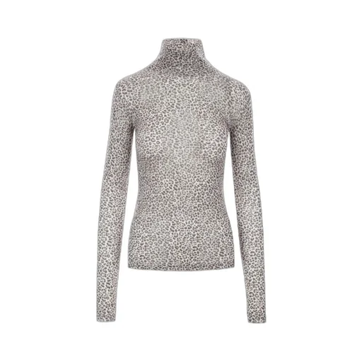 Saint Laurent Leopard Printed Long-Sleeved Top