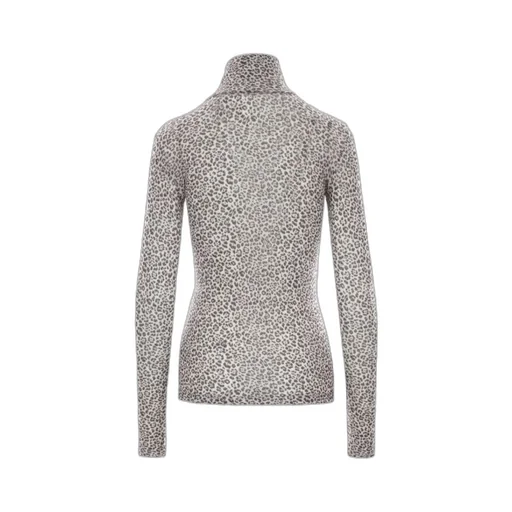 Saint Laurent Leopard Printed Long-Sleeved Top
