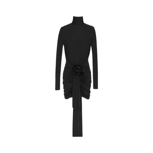 Saint Laurent Draped Turtleneck Mini Dress