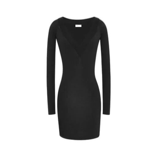 Saint Laurent V-Neck Long-Sleeved Dress