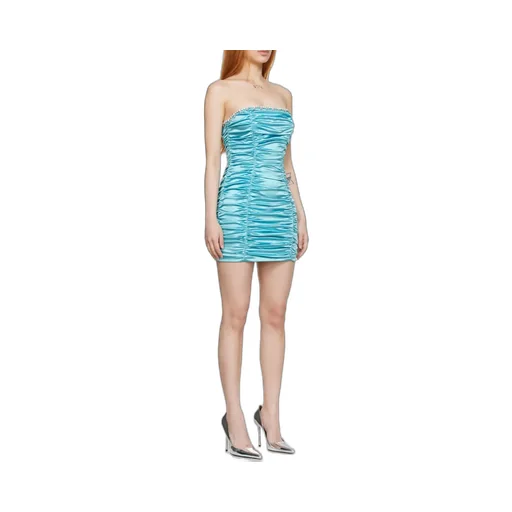 Crystal-Embellished Ruched Mini Dress