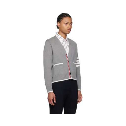Thom Browne 4-Bar Striped Buttoned Cardigan