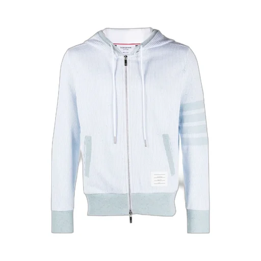 Thom Browne 4-Bar Striped Zip-Up Drawstring Hoodie