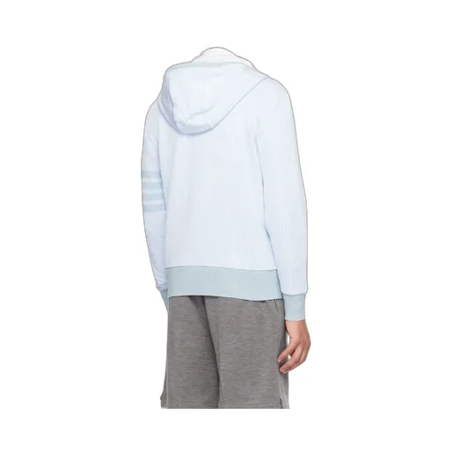Thom Browne 4-Bar Striped Zip-Up Drawstring Hoodie