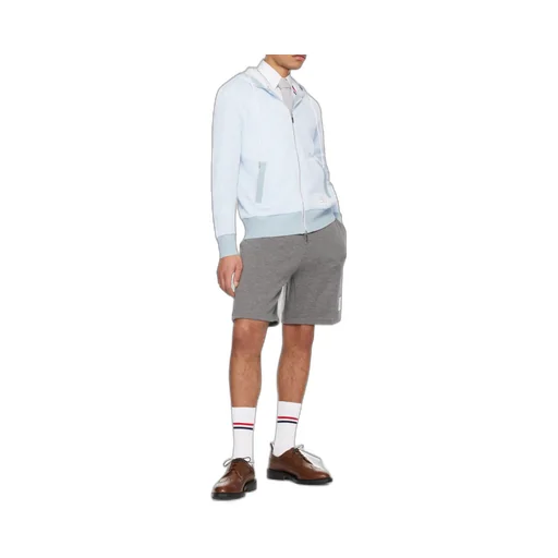 Thom Browne 4-Bar Striped Zip-Up Drawstring Hoodie