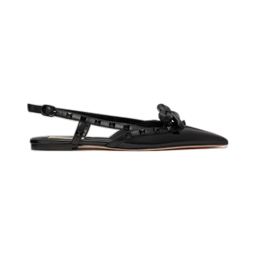 Valentino Garavani Rockstud Pointed Tow Slingback Ballerina Shoes