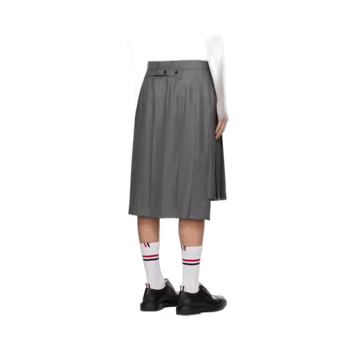 Thom Browne Pleated High-Low Hem Skirt