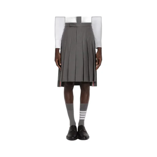 Thom Browne Pleated High-Low Hem Skirt