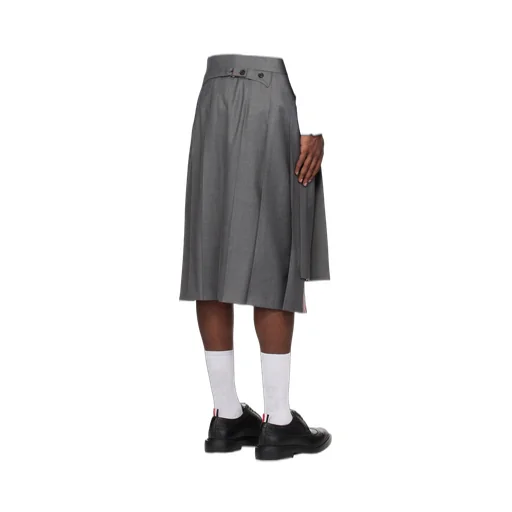 Thom Browne Pleated High-Low Hem Skirt