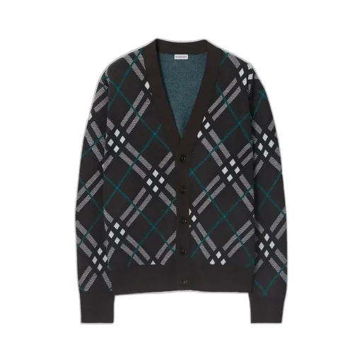 Burberry Checked V-Neck Buttoned Cardigan