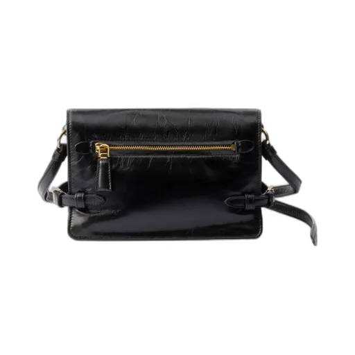 Prada Logo Plaque Foldover Top Shoulder Bag