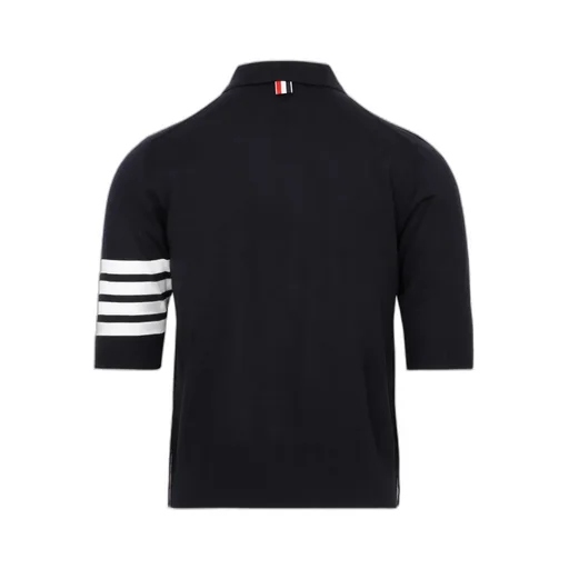 Thom Browne 4 Bar Striped Knitted Polo Shirt