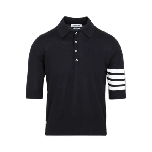Thom Browne 4 Bar Striped Knitted Polo Shirt
