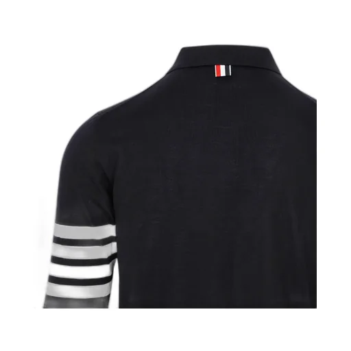 Thom Browne 4 Bar Striped Knitted Polo Shirt
