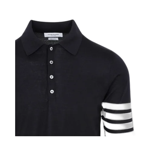 Thom Browne 4 Bar Striped Knitted Polo Shirt