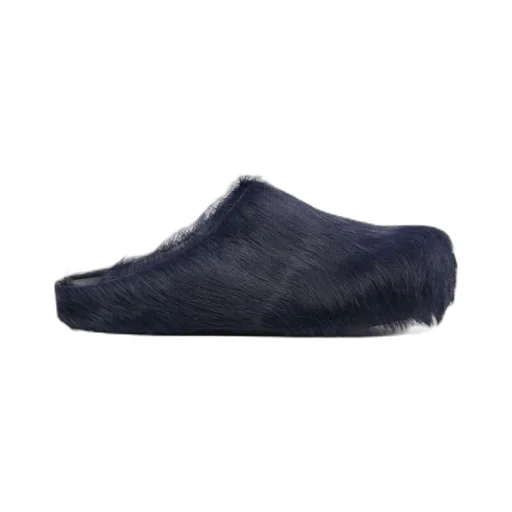 Blue Long Hair Calfskin Fussbett Sabot